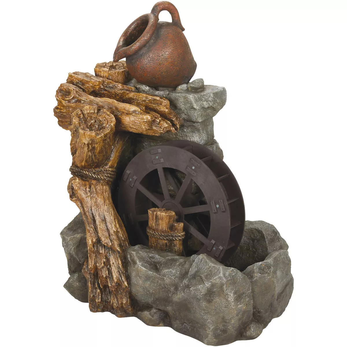 Best Garden 17 In. W. x 34 In. H. x 27 In. L. Resin Water Wheel Fountain - photo 3