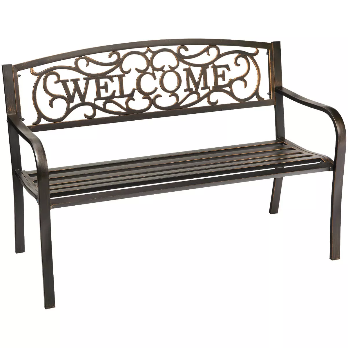 Outdoor Expressions 50 In. Black Steel Welcome Steel Bench - photo 6