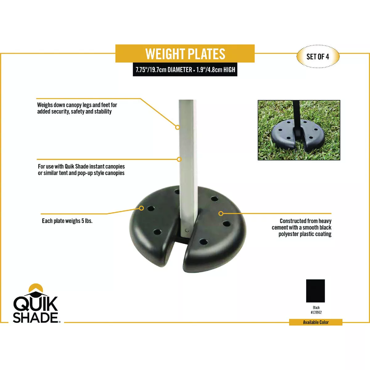 ShelterLogic Quik Shade (4) 5 Lb. Cement Canopy Weight (4-Pack) - photo 2