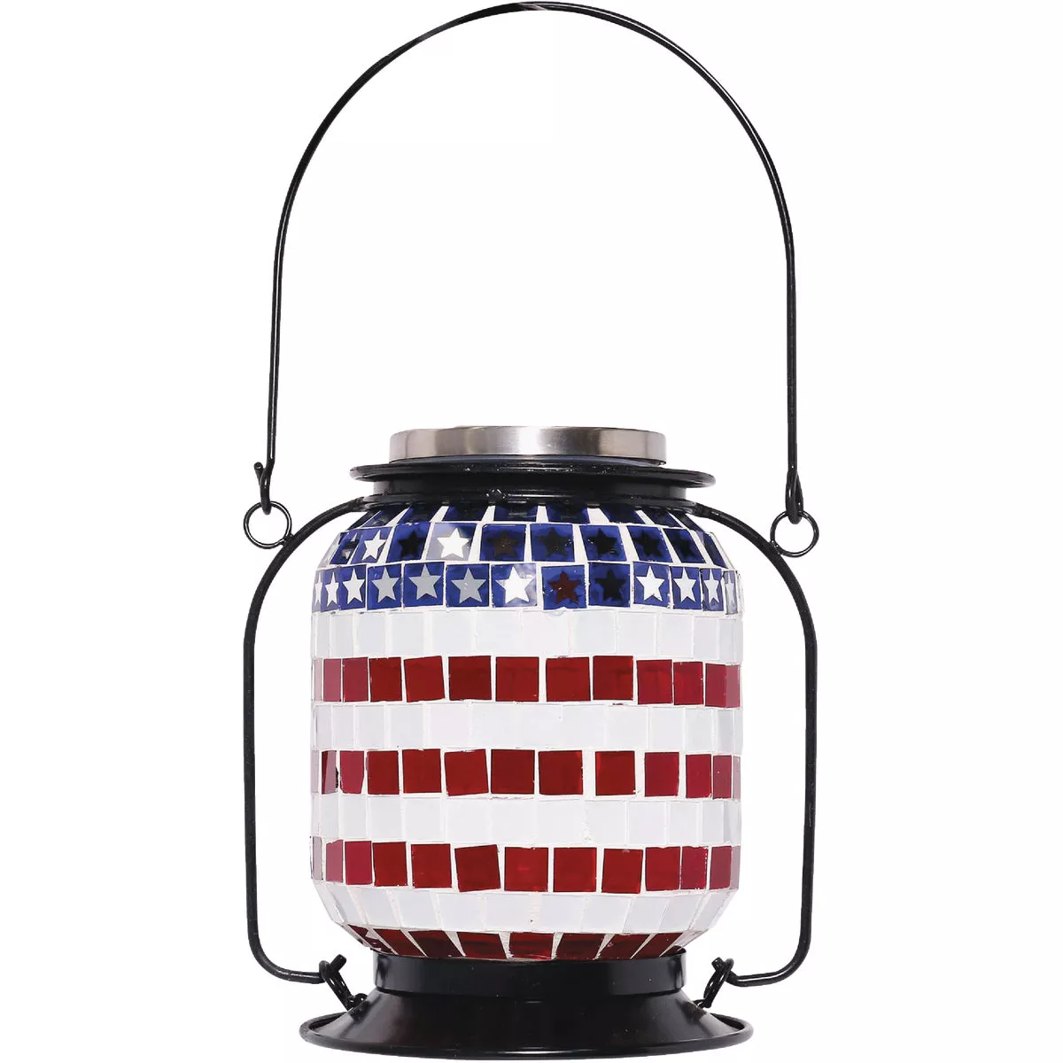 Alpine 5 In. W. x 12 In. H. x 7 In. L. Patriotic Americana Solar LED Patio Lantern