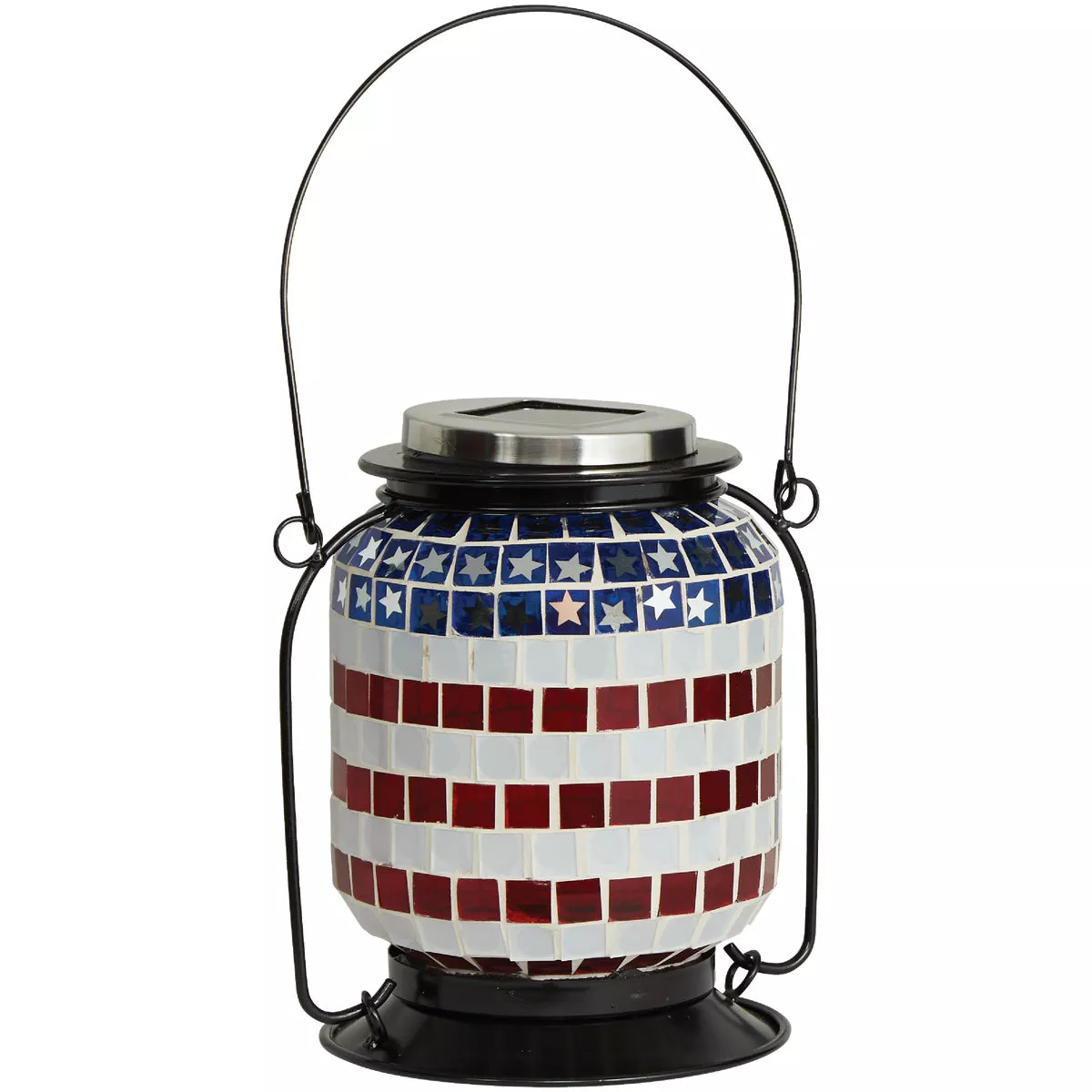 Alpine 5 In. W. x 12 In. H. x 7 In. L. Patriotic Americana Solar LED Patio Lantern - photo 3