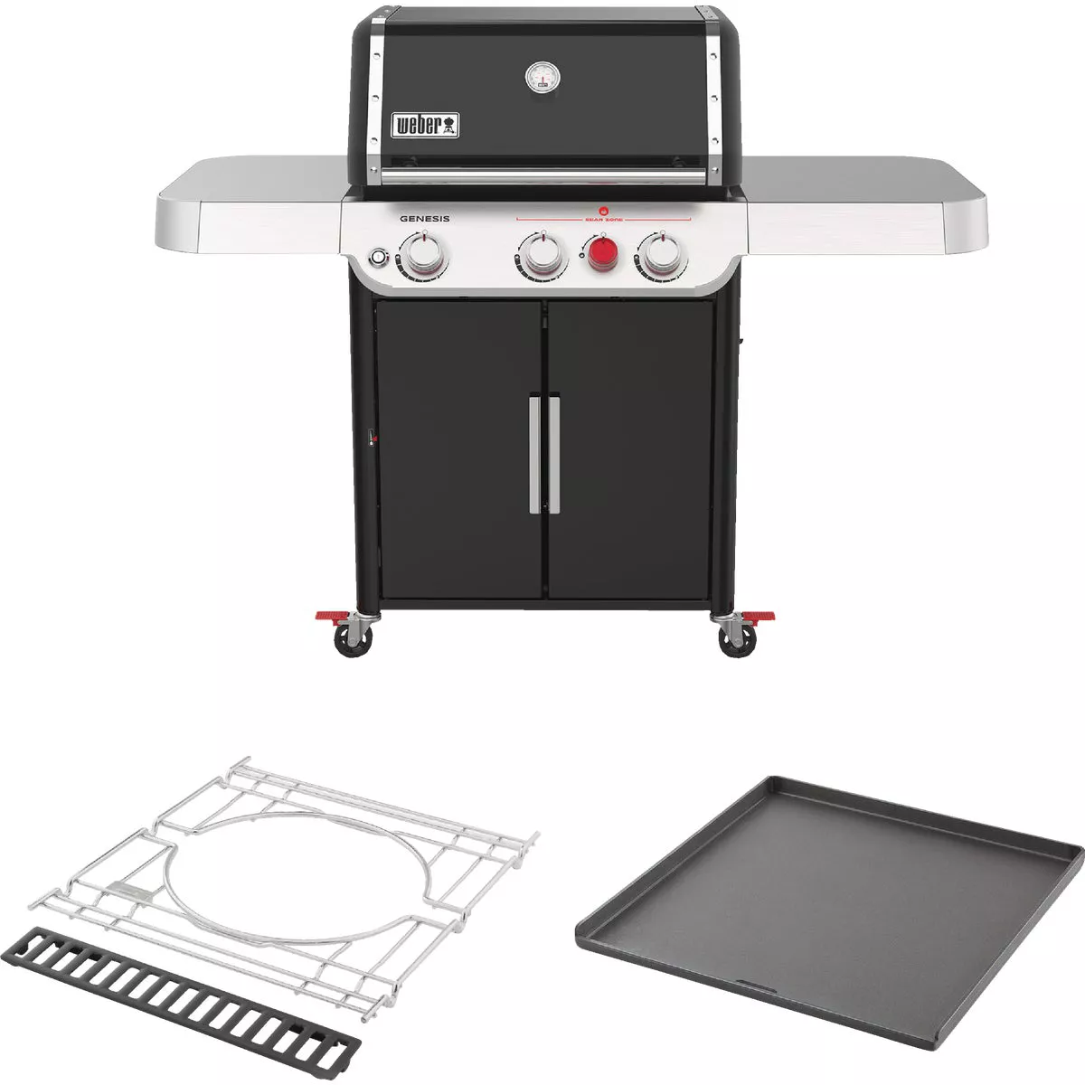 Weber Genesis E-325S 3-Burner Black 39,000 BTU LP Gas Grill with Crafted Griddle and Frame Kit