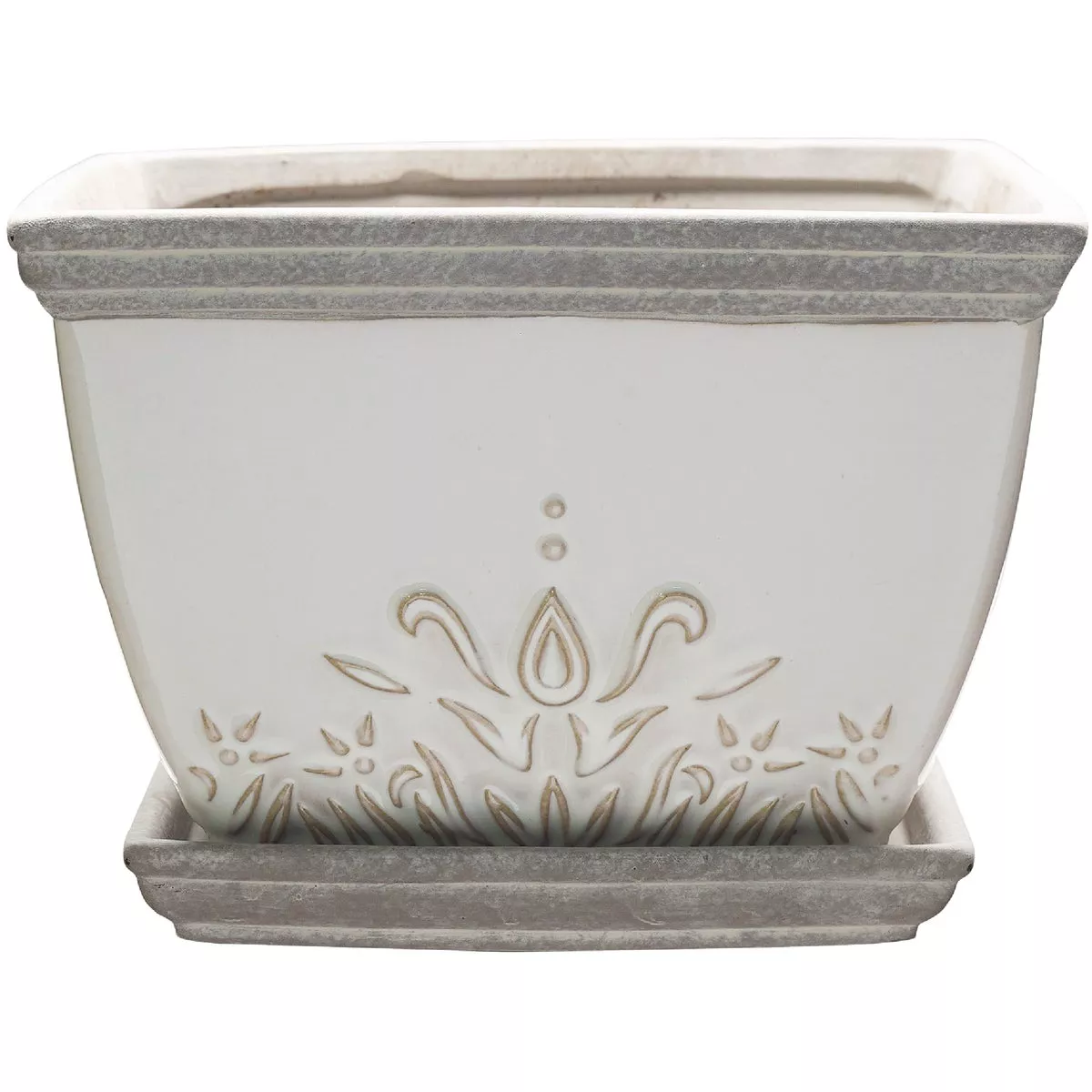 Southern Patio Brentwood 8 In. Ceramic White Planter