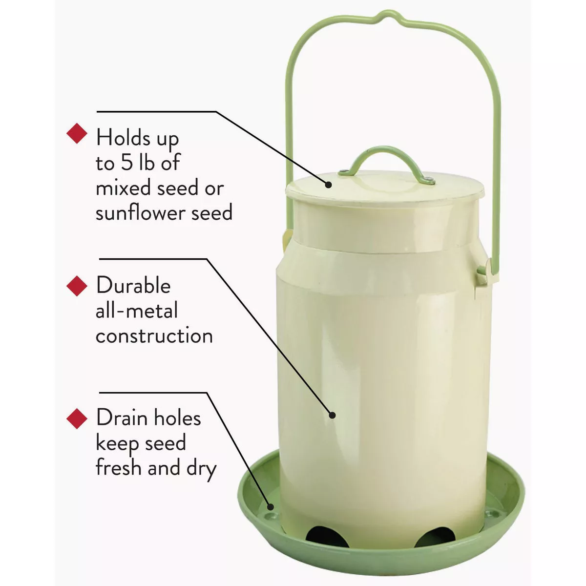 Perky-Pet Metal Milk Pail 5 Lb. Capacity Wild Bird Feeder - photo 3
