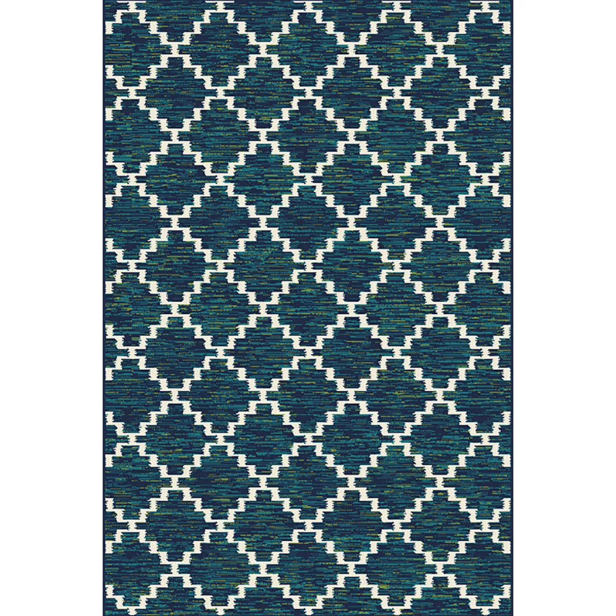 Backyard Bungalow Peosta 6 Ft. 7 In. x 9 Ft. 6 In. Teal Lattice Plush Outdoor Rug
