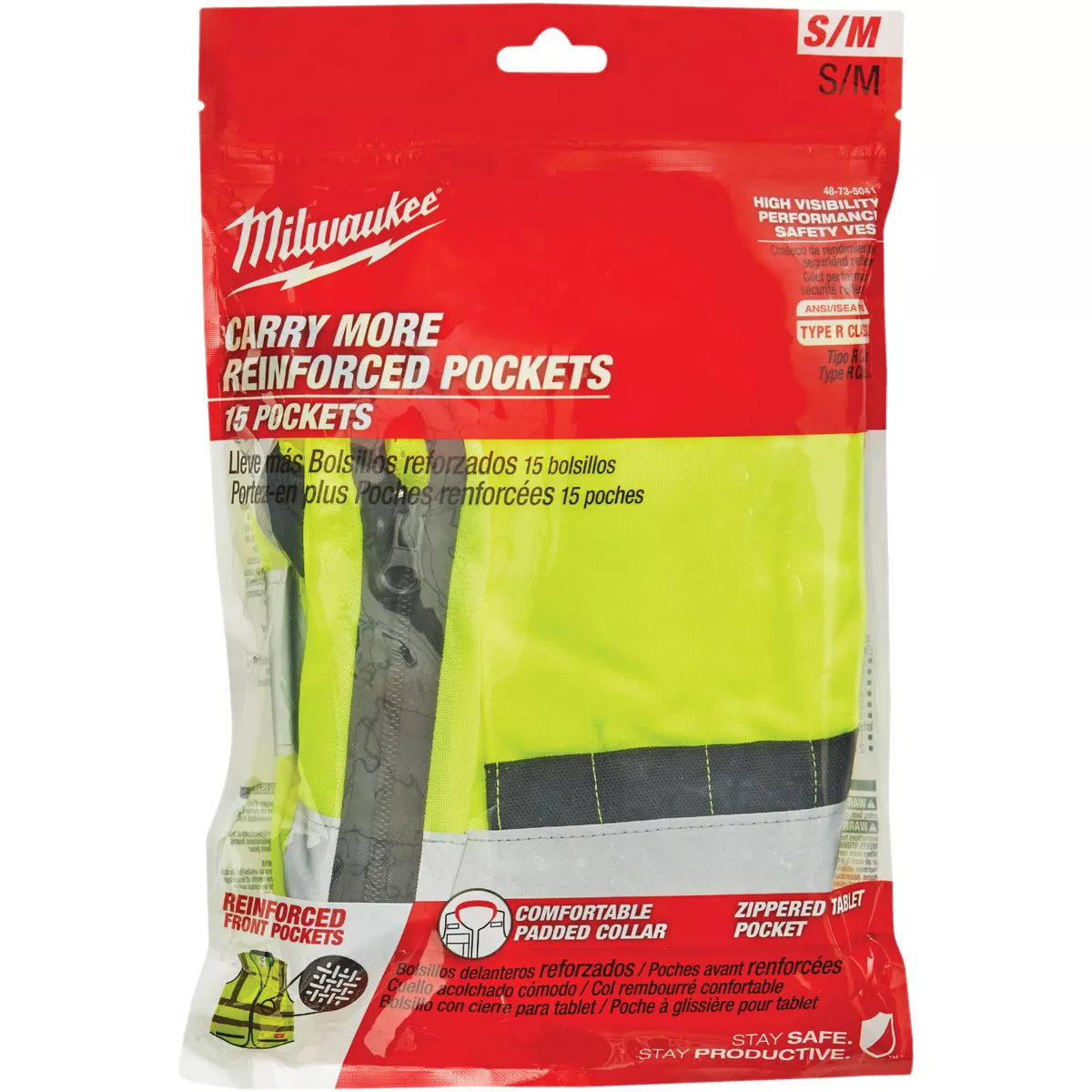 Milwaukee ANSI Class 2 Hi Vis Yellow Performance Safety Vest, Small/Medium - photo 2