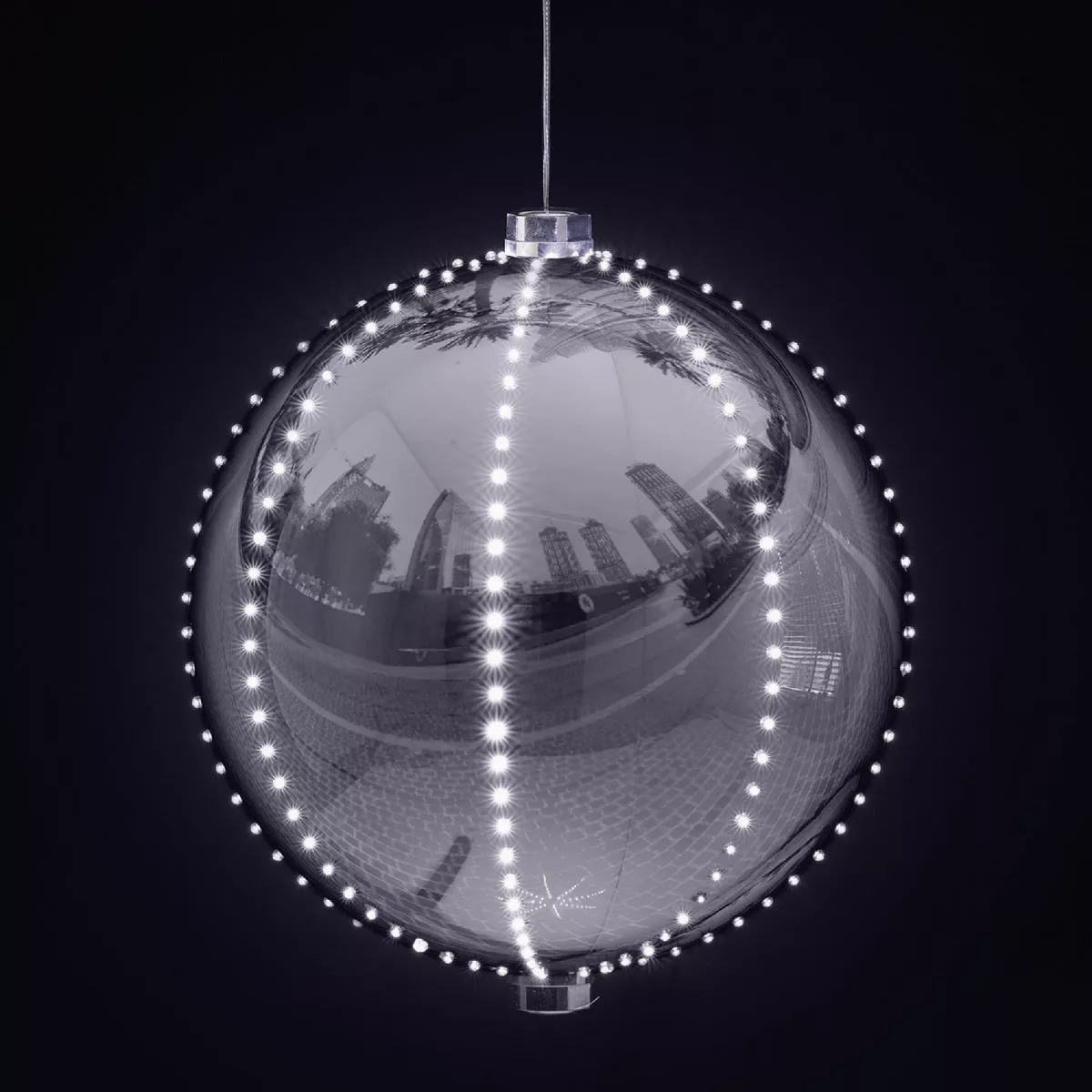 Alpine 13 In. LED 240-Bulb Silver Christmas Ball with Chasing LED Lights - photo 3