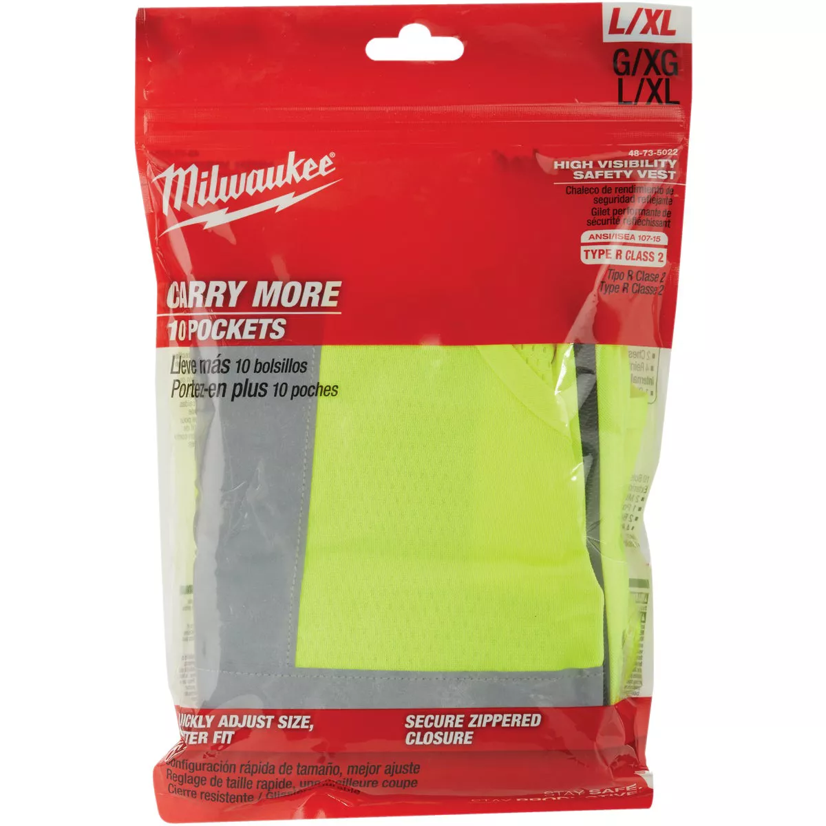 Milwaukee ANSI Class 2 Hi Vis Yellow Safety Vest, Large/XL - photo 2
