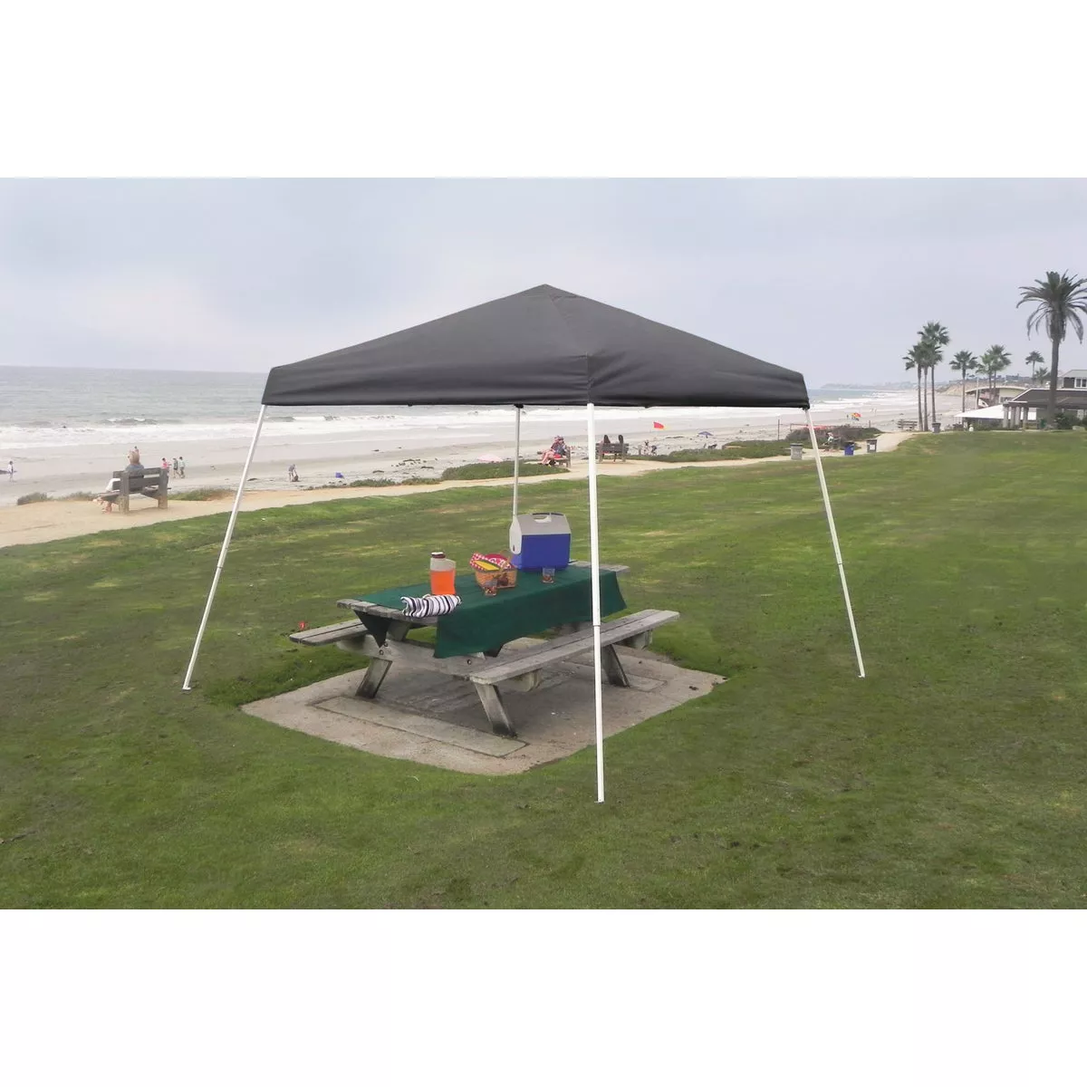 Crown Shade 11 Ft. x 11 Ft. White Steel Slant Leg Frame Dark Gray Canopy