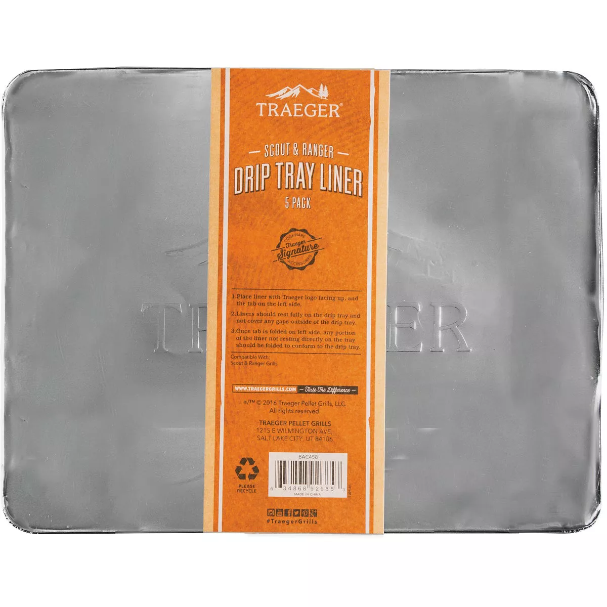 Traeger Aluminum Scout & Ranger Drip Tray Liner (5-Pack)