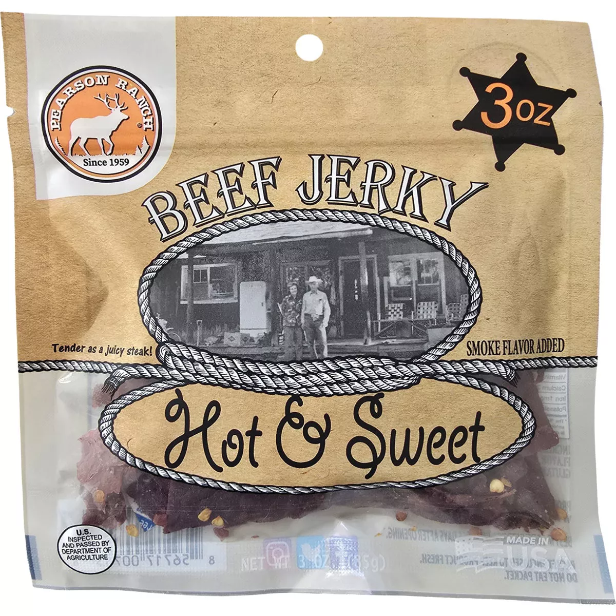 Pearson Ranch Jerky 3 Oz. Cowboy Original Premium Whole Muscle Jerky ...