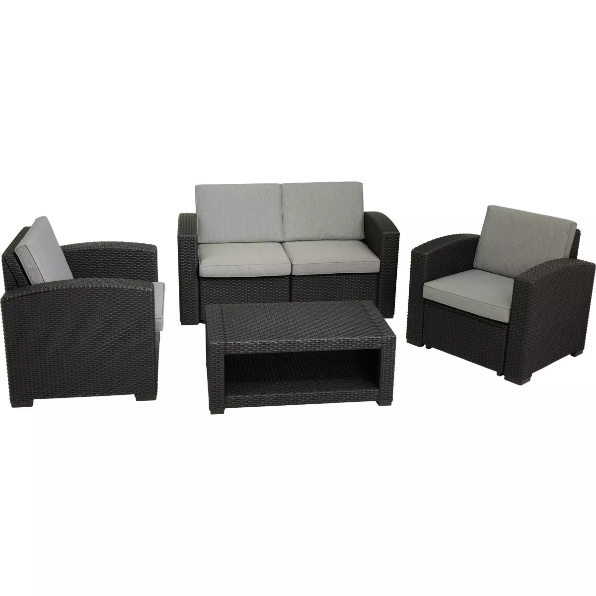 Outdoor Expressions 4-Piece Wicker Style Resin Chat Set with PFAS-Free Fabric