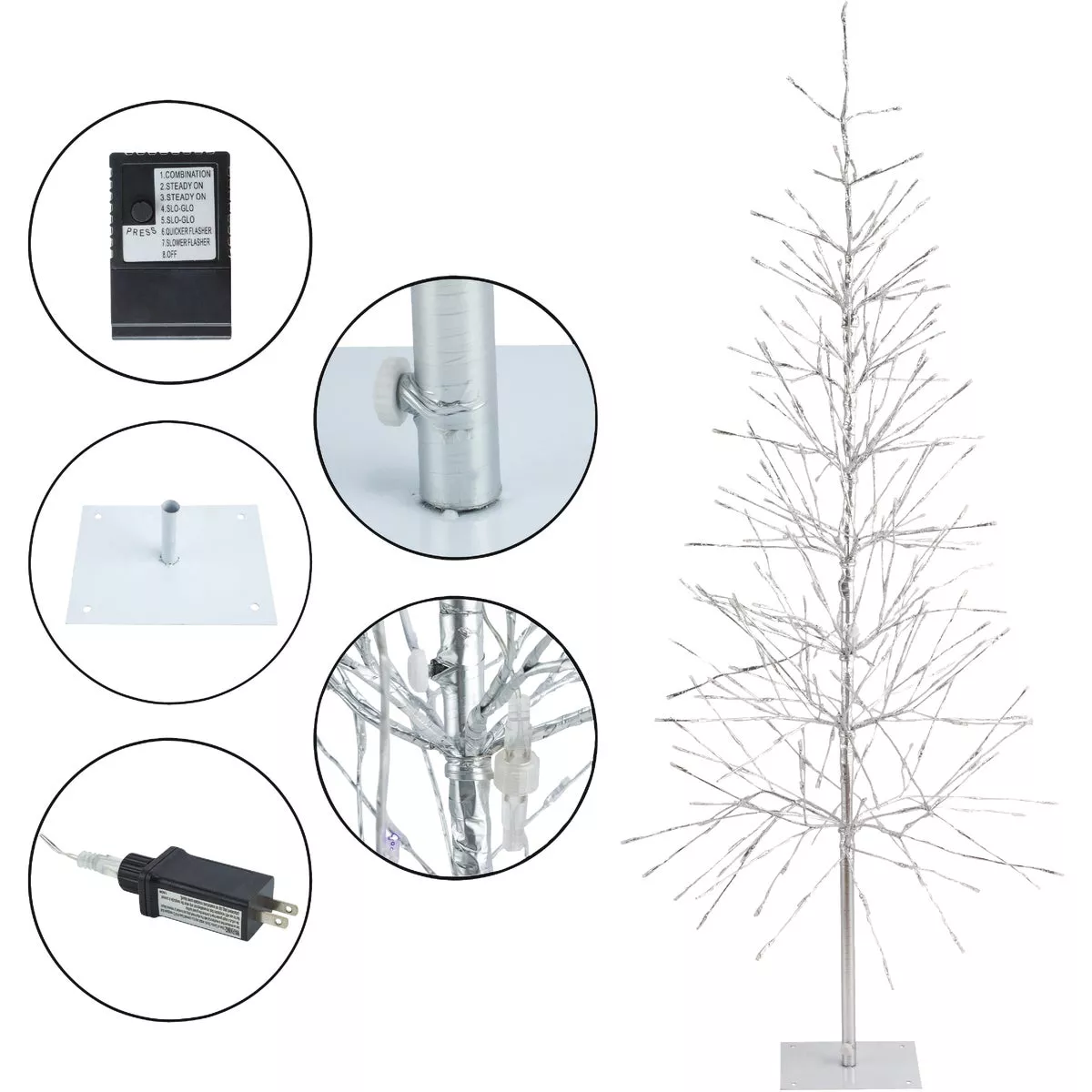 Alpine 65 In. Silver Foil Specialty Christmas Tree - photo 2