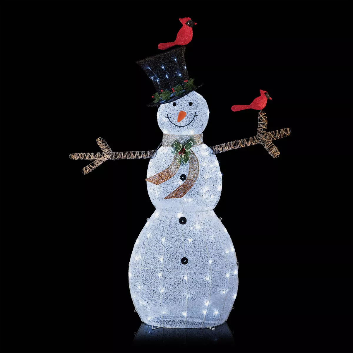 Alpine 74 In. Cool White LED Mesh Cloth Snowman Lighted Decoration - photo 3