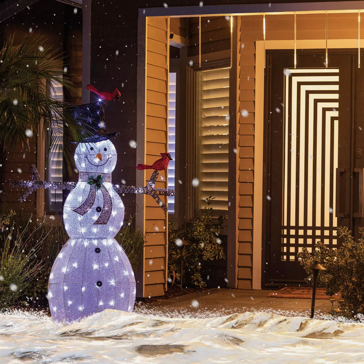 Alpine 74 In. Cool White LED Mesh Cloth Snowman Lighted Decoration - photo 2