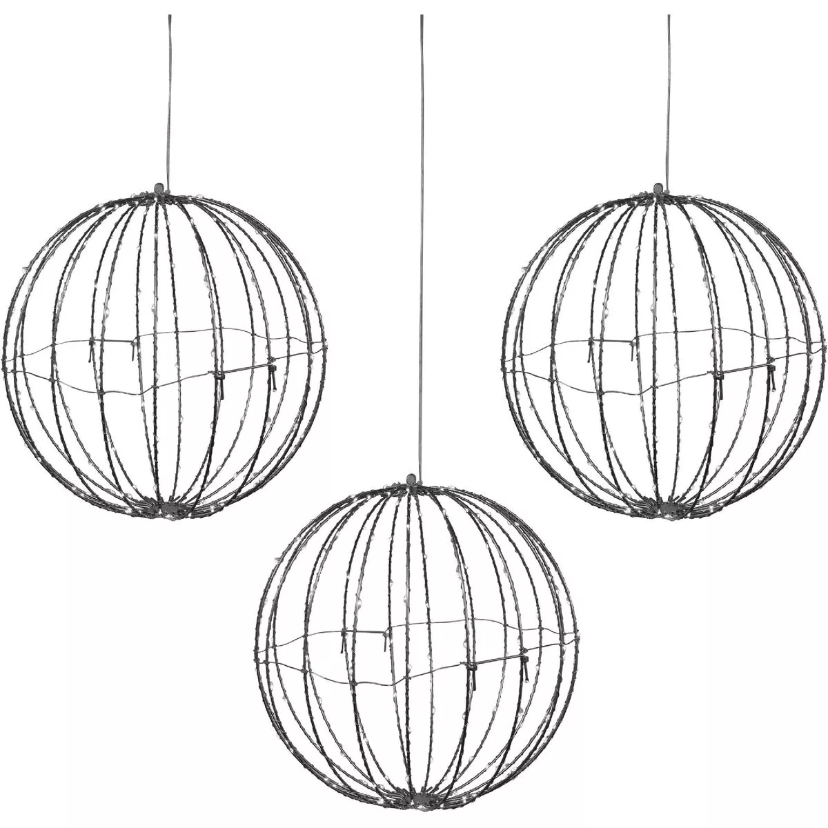 Alpine 8 In. Foldable Metal Sphere Multi-Color LED Christmas Ornament (3-Pack)