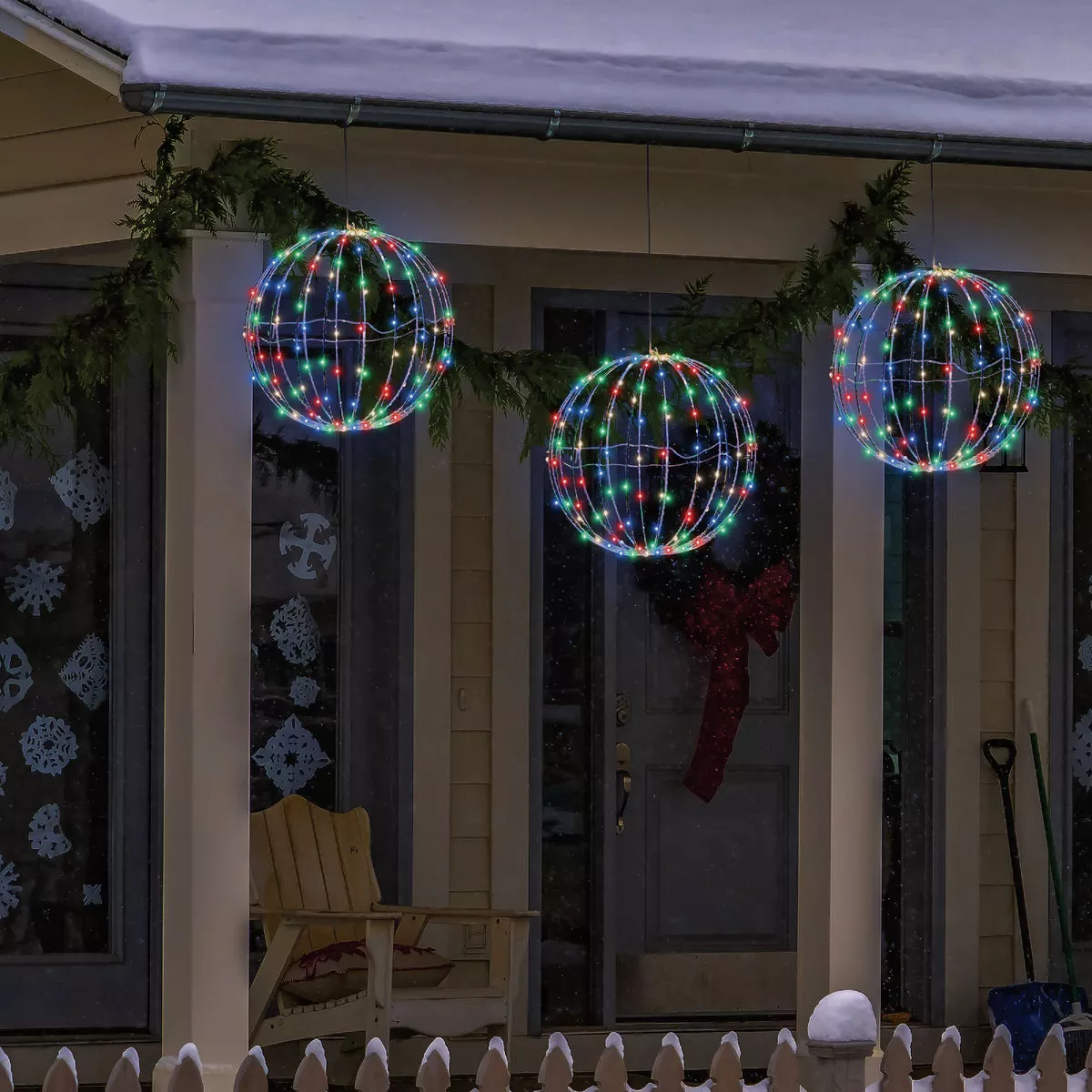 Alpine 8 In. Foldable Metal Sphere Multi-Color LED Christmas Ornament (3-Pack) - photo 3