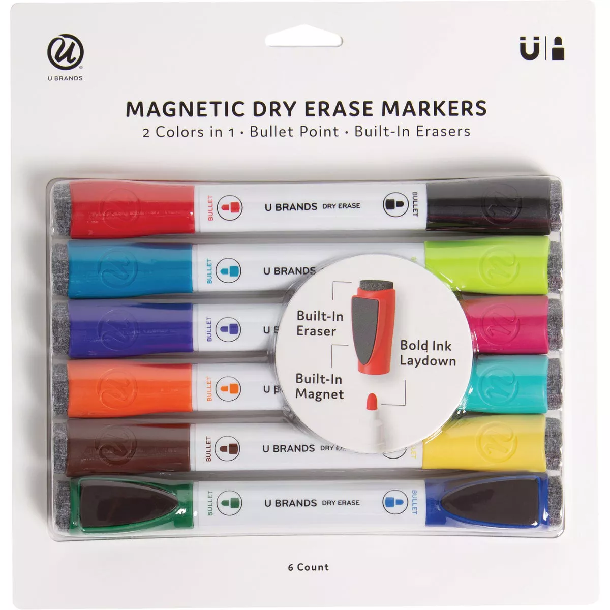 U Brands Magnetic Double Ended Chisel Tip Dry Erase Marker Assortment (6-Pack) - photo 2