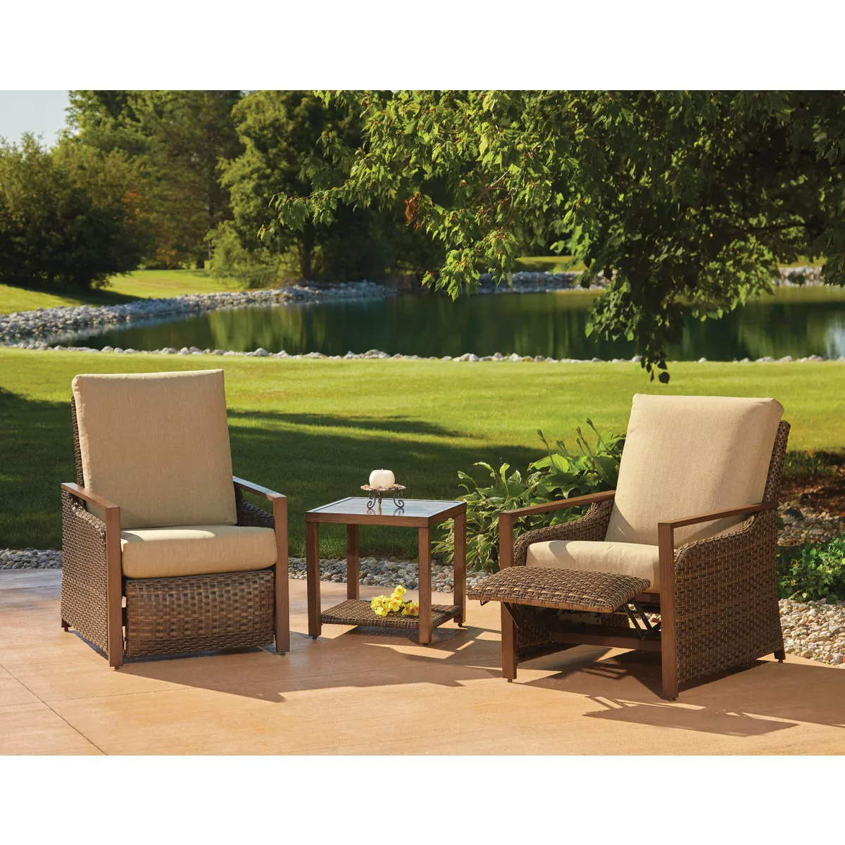 Pacific Casual Quincy 3-Piece Aluminum Reclining Chat Set - photo 3