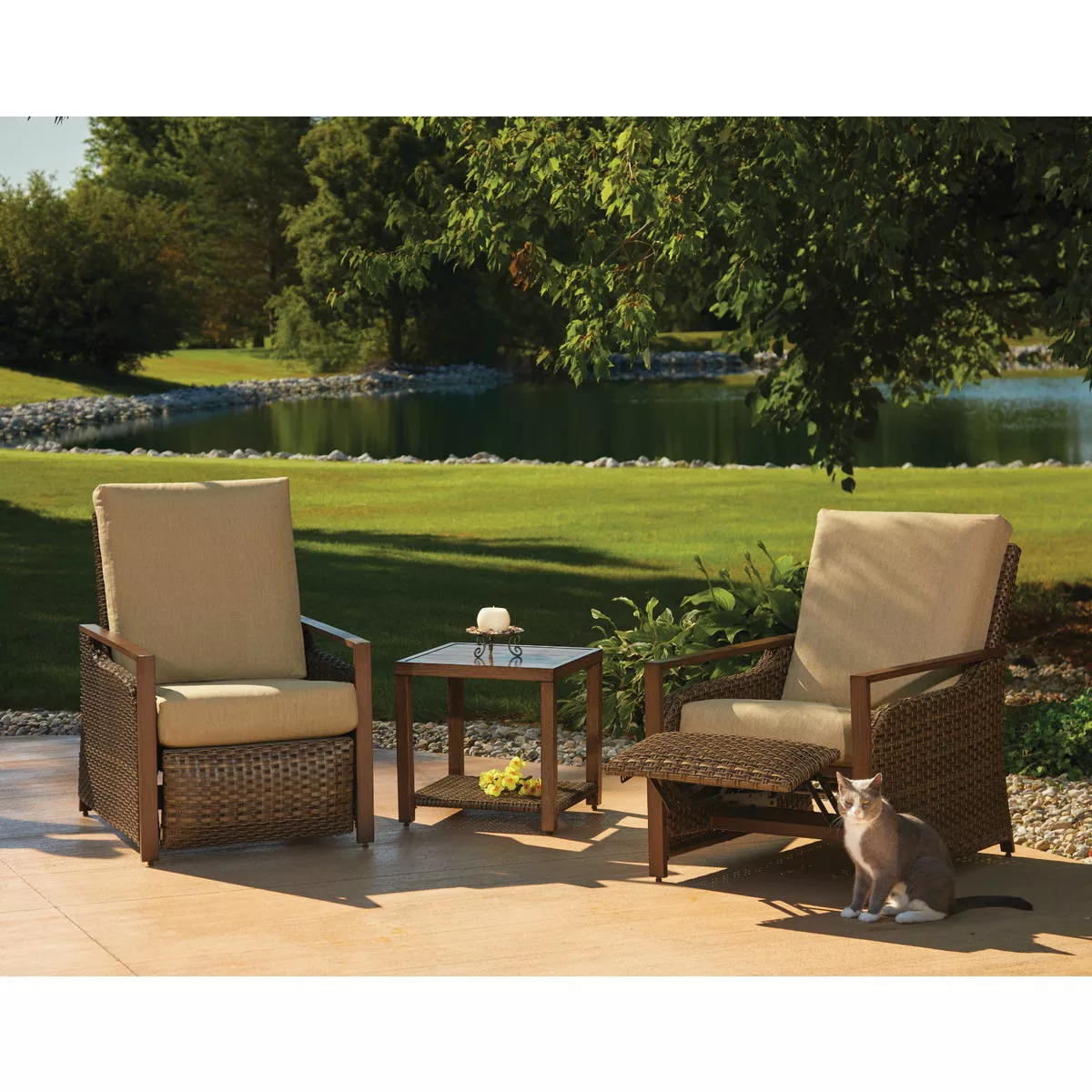 Pacific Casual Quincy 3-Piece Aluminum Reclining Chat Set - photo 2