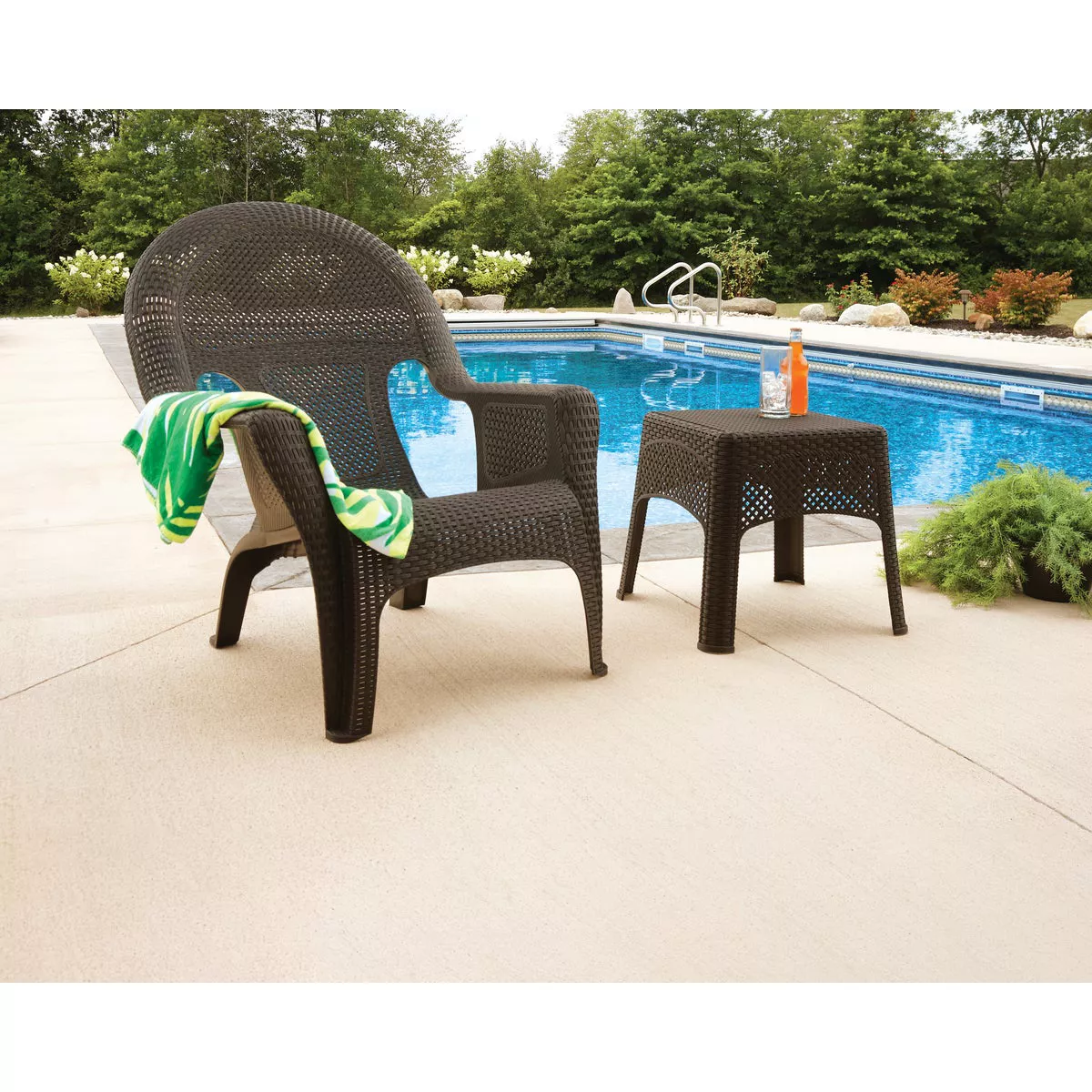 Adams Earth Brown 18.5 In. Square Woven Poly Side Table - photo 2
