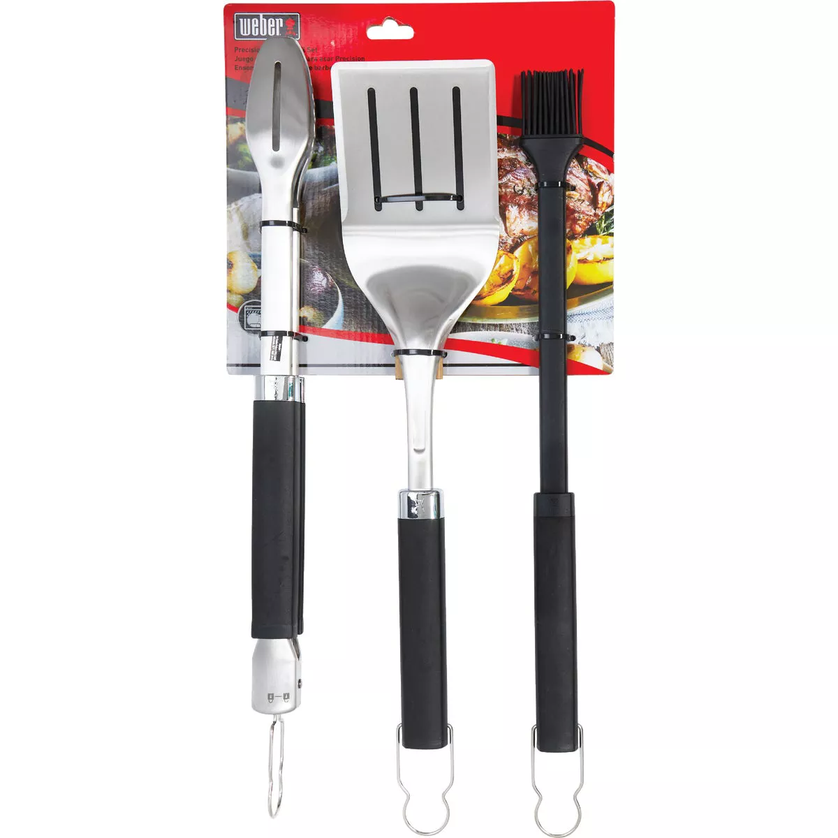 Weber Precision Non-Slip Grip Stainless Steel 3-Piece Grill Tool Set - photo 2