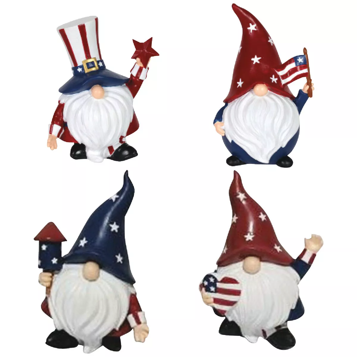 Exhart 5.5 In. Resin Patriotic Red White & Blue Gnome Statue