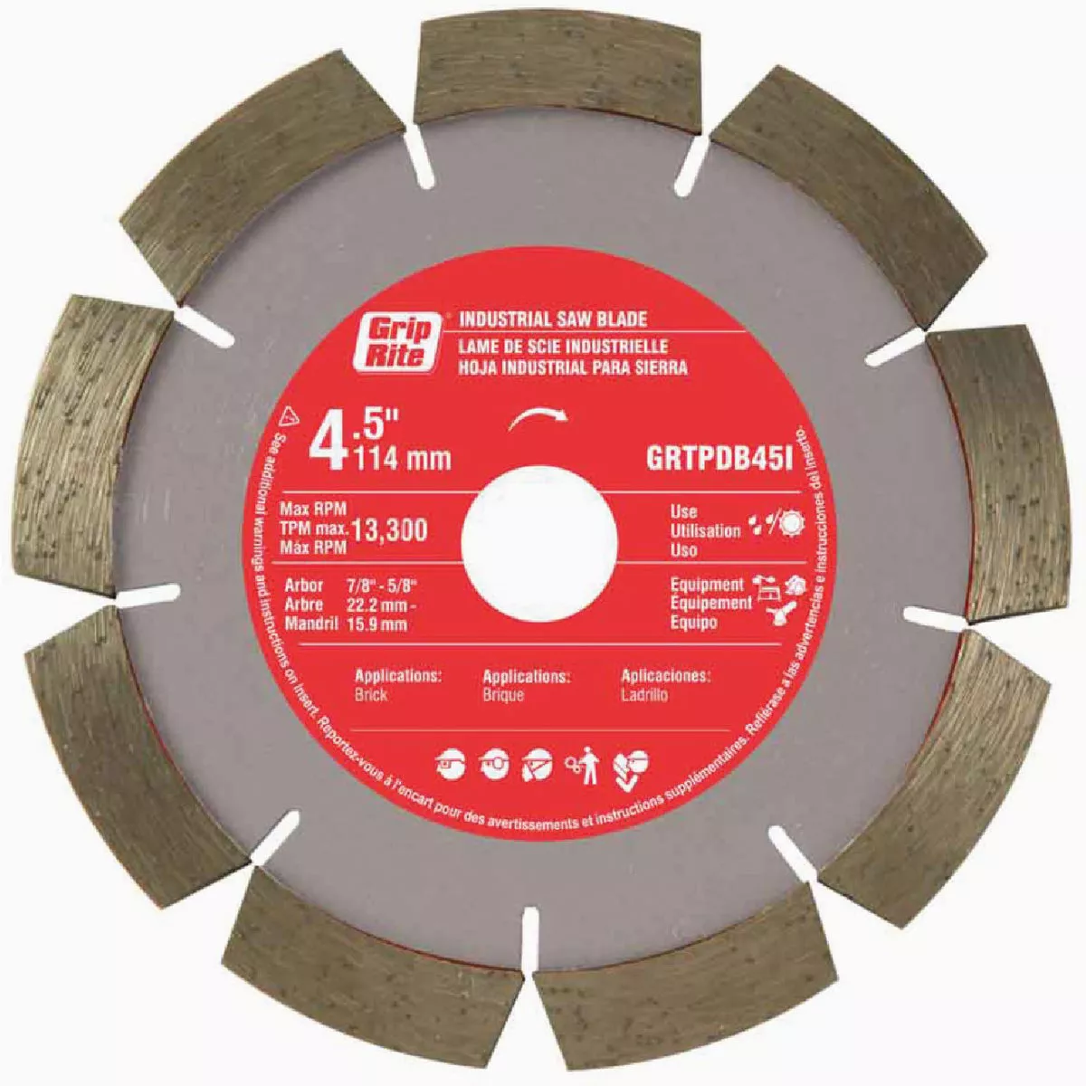 Grip-Rite 4-1/2 In. Segmented Rim Dry/Wet Diamond Blade