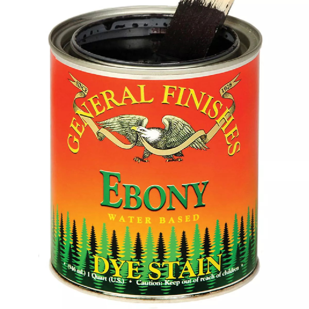General Finishes Water Based Dye Ebony Interior Stain, 1 Qt., 196-431