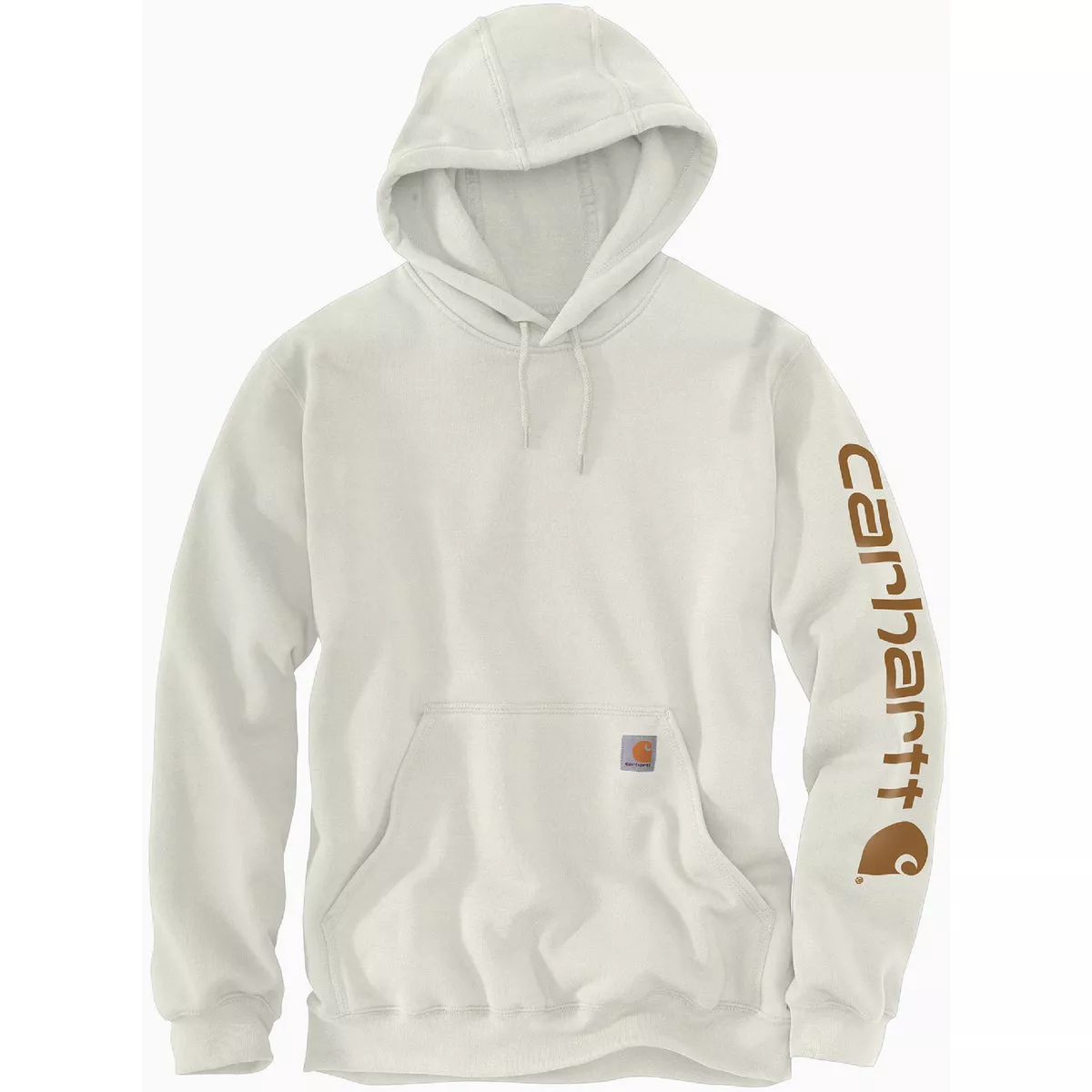 Carhartt Men's Small Regular Malt Midweight Logo Sleeve Graphic Pullover Hooded Sweatshirt, Loose Fit