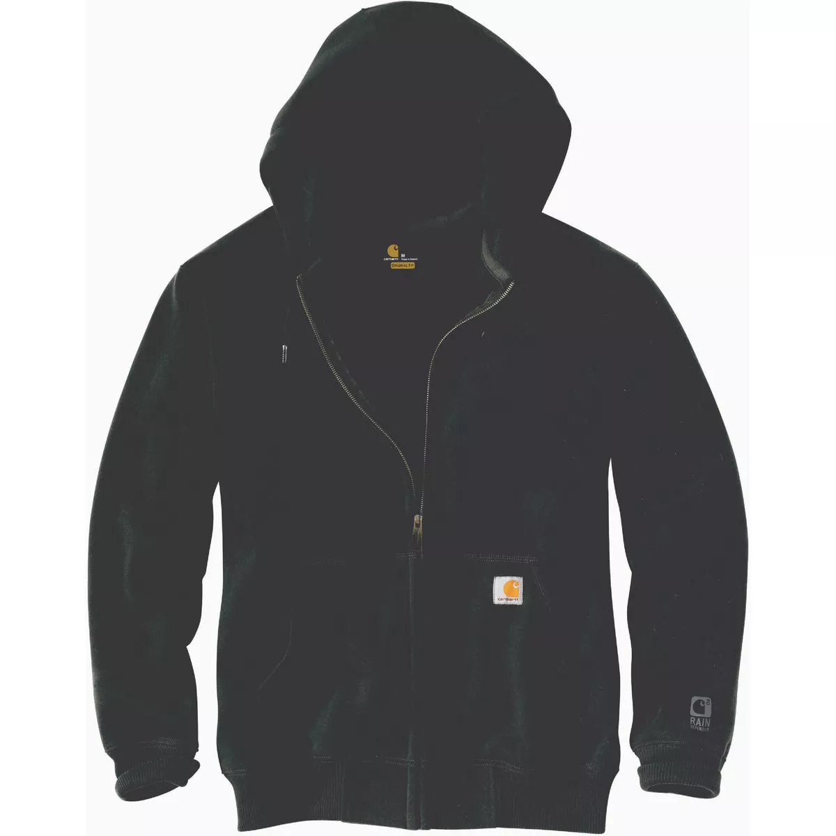 Carhartt Rain Defender Men's Medium Regular Peat Heavyweight Full Zip Hooded Sweatshirt, Loose Fit
