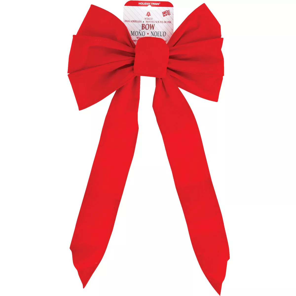 Holiday Trims 7-Loop 10 In. W. x 22 In. L. Red Velvet Wire Christmas Bow - photo 2