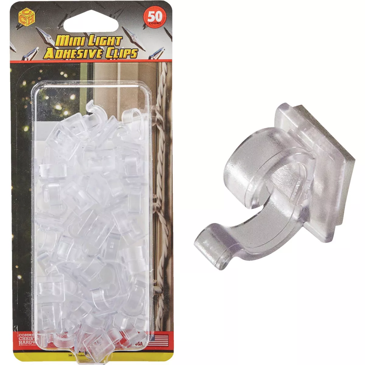 Commercial Christmas Hardware Clear Window Frame & Door Frame Mini Light Adhesive Clips (50-Pack)