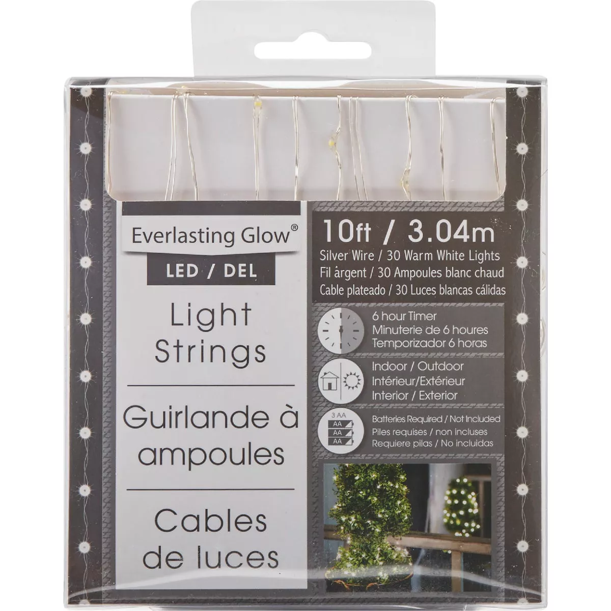 Everlasting Glow Warm White 30-Bulb Micro LED Battery Operated Light Set with Silver Wire - photo 2