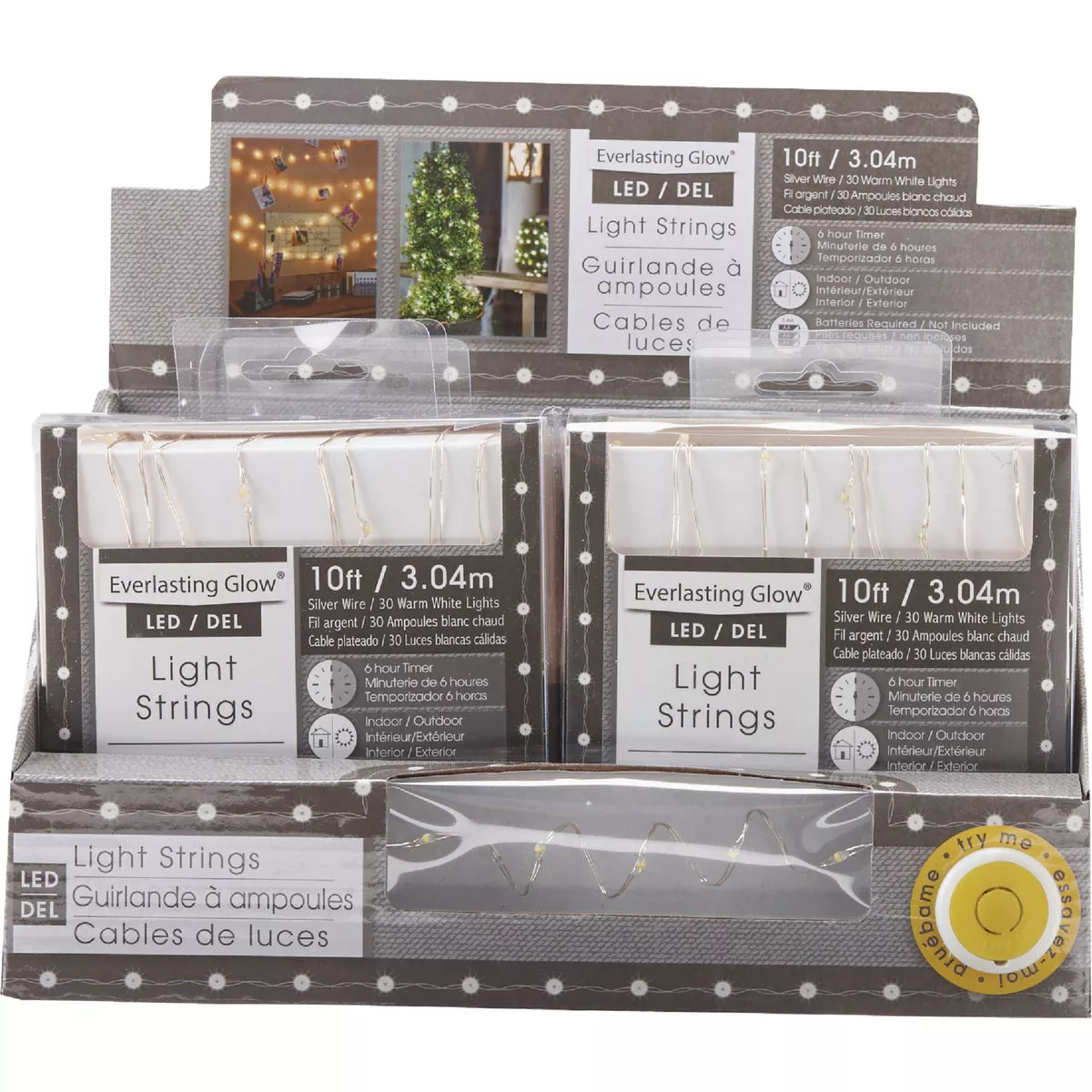 Everlasting Glow Warm White 30-Bulb Micro LED Battery Operated Light Set with Silver Wire - photo 4