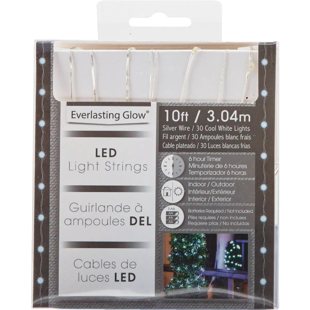 Everlasting Cool Warm White 30-Bulb Micro LED Battery Operated Light Set with Silver Wire - photo 2