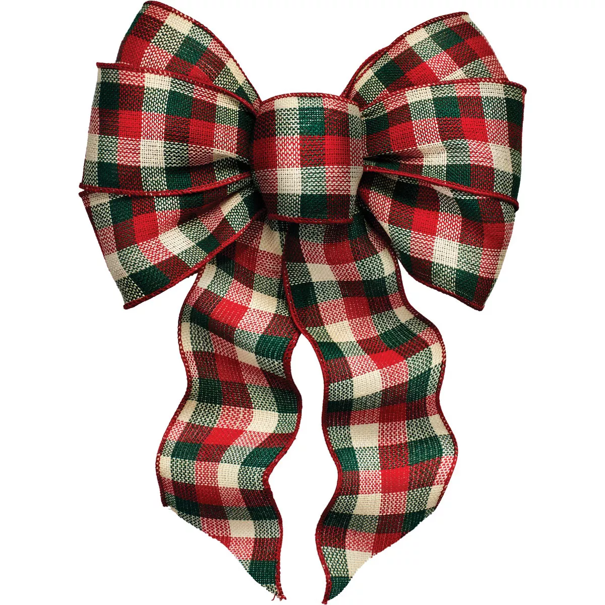 Holiday Trims 7-Loop 8-1/2 In. W. x 14 In. L. Assorted Plaid Fabric Christmas Bow - photo 4