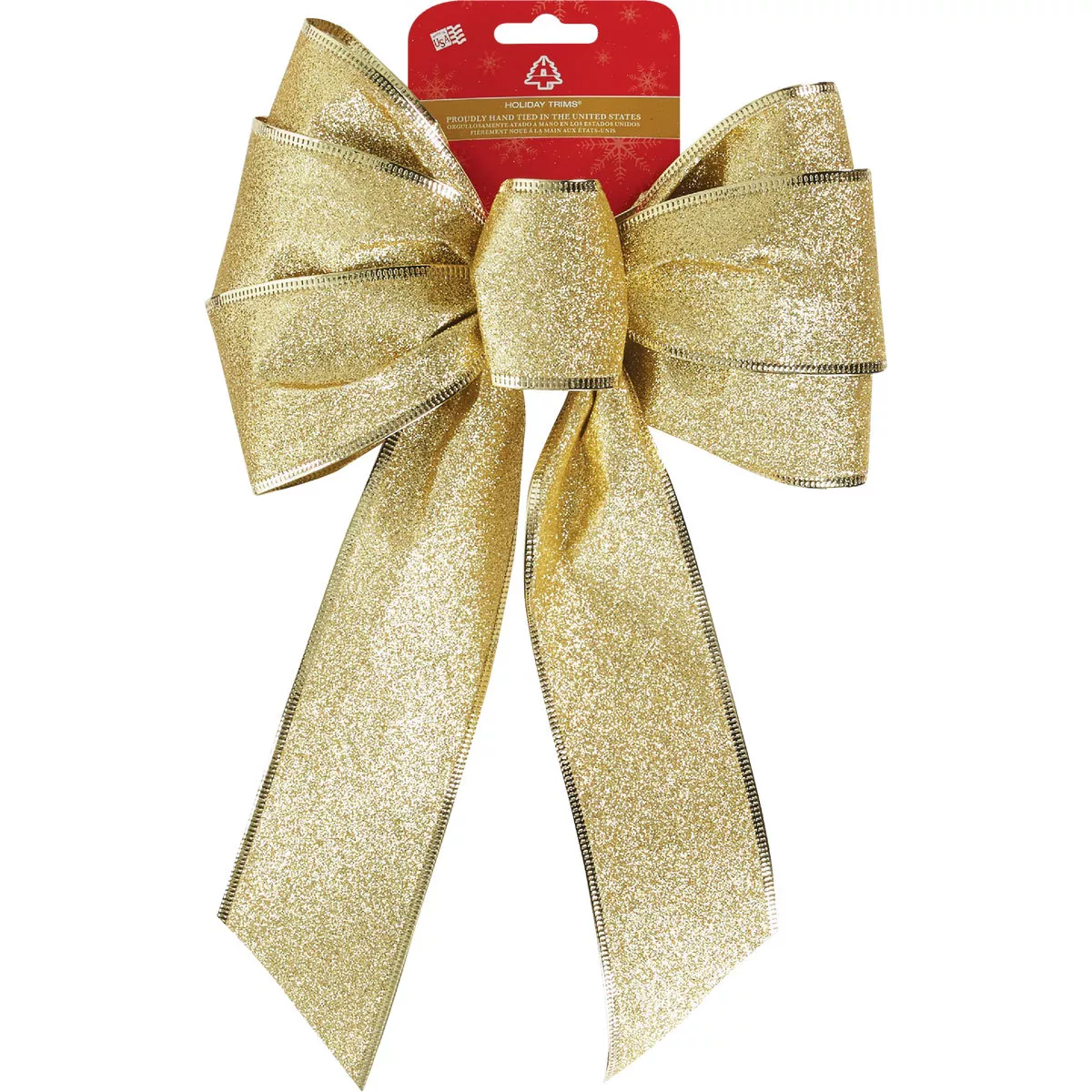 Holiday Trims 7-Loop 8-1/2 In. W. x 14 In. L. Assorted Glitter Christmas Bow - photo 7