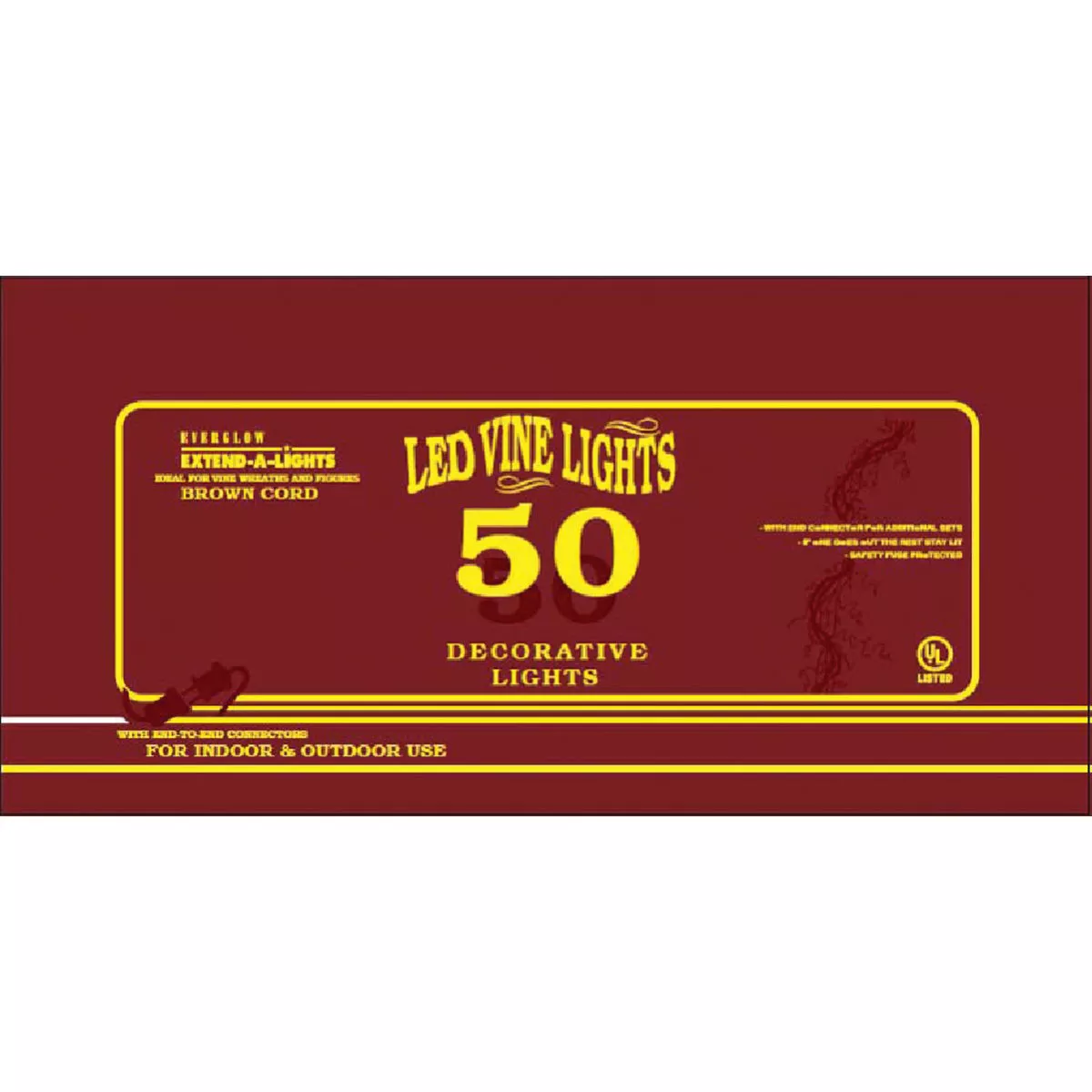 J Hofert Warm White 50-Bulb Concave M5 LED Vine Light Set with Brown Wire