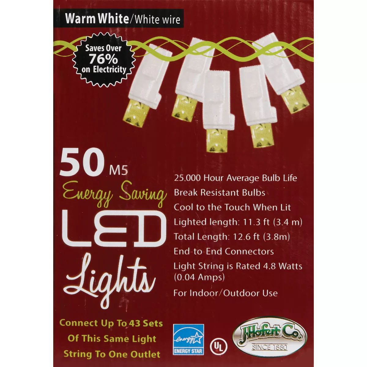 J Hofert Pure White 50-Bulb M5 LED Light Set with White Wire - photo 2