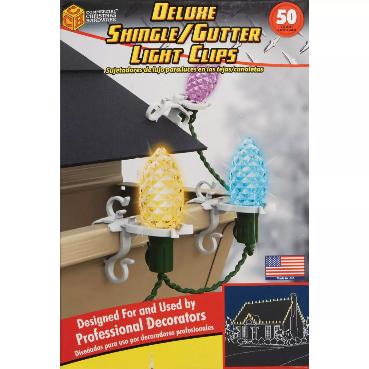 Commercial Christmas Hardware White Gutter & Shingle Deluxe Light Clips (50-Pack) - photo 3