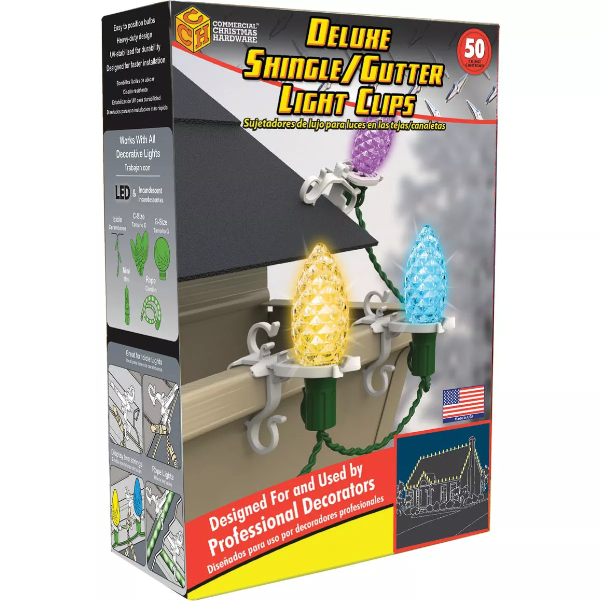 Commercial Christmas Hardware White Gutter & Shingle Deluxe Light Clips (50-Pack) - photo 5