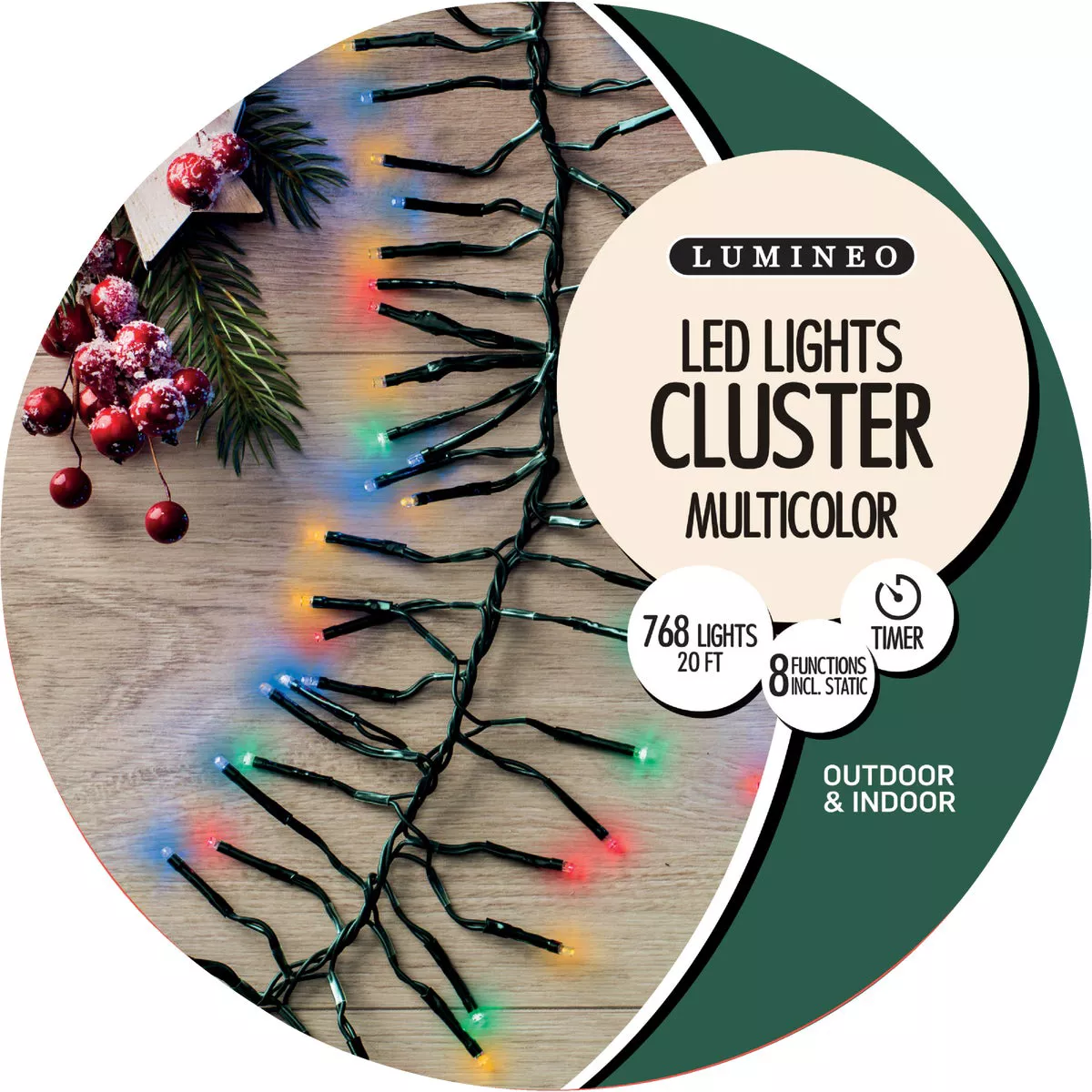 Holiday Wonderland Multi 768-Bulb LED Cluster Light Set with Dark Green Wire - photo 2