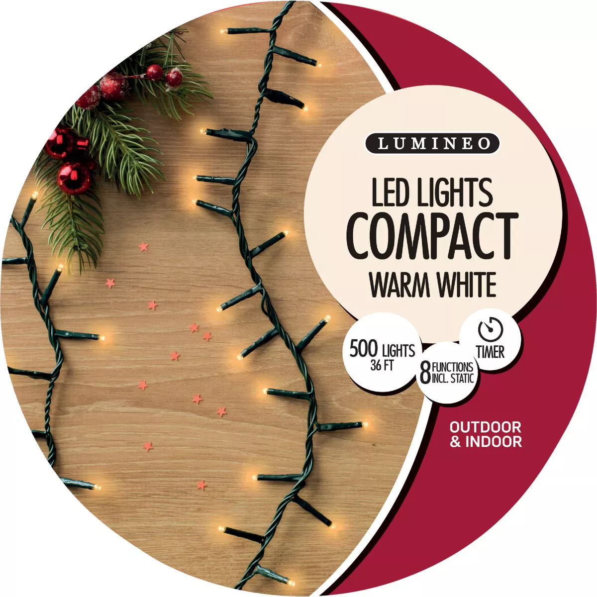 Lumineo Warm White 500-Bulb LED Compact Light Set with Dark Green Wire - photo 2