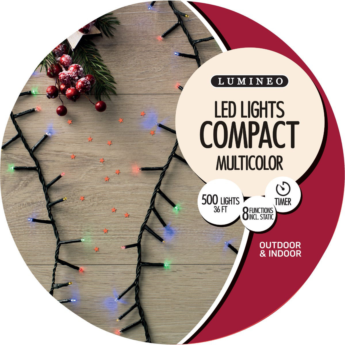 Lumineo Multi 500-Bulb LED Compact Light Set with Dark Green Wire | Do ...