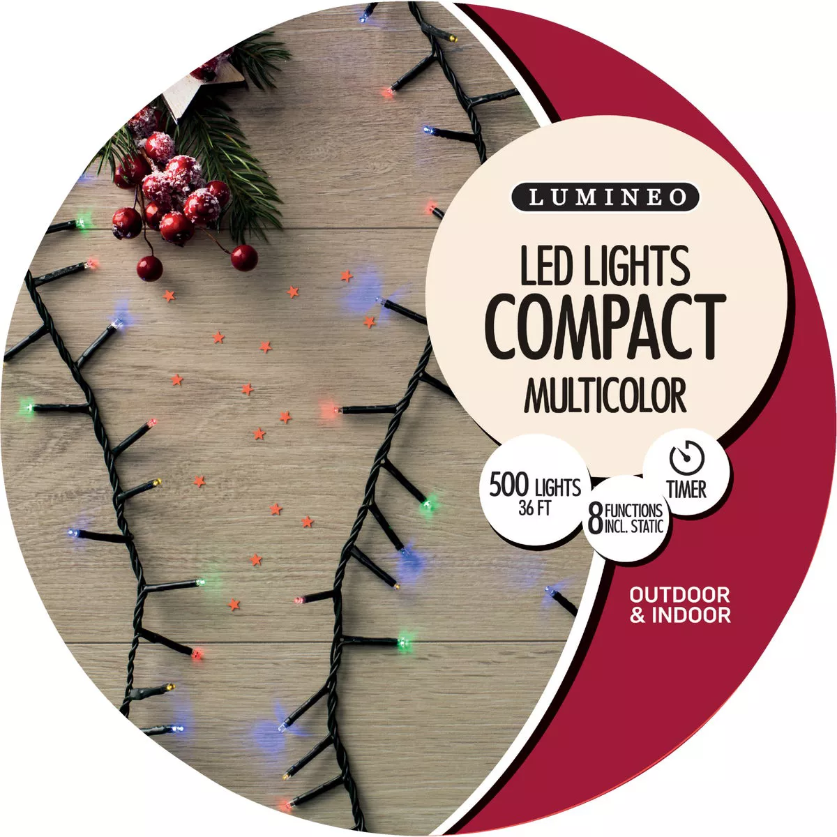 Holiday Wonderland Multi 500-Bulb LED Compact Light Set with Dark Green Wire - photo 2