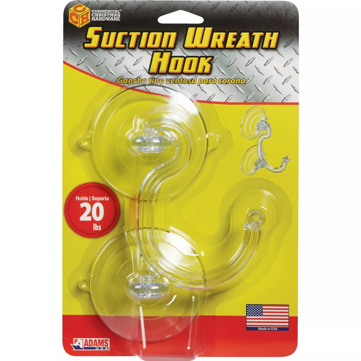Commercial Christmas Hardware Giant 3 In. 20 Lb. Holding Capacity Double Suction Cup Wreath Hook - photo 2