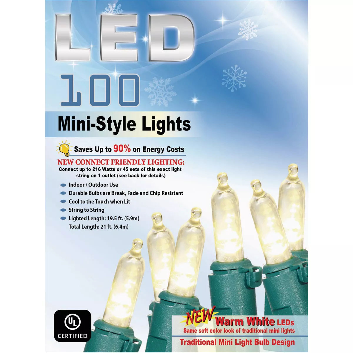 Warm White 100-Bulb Mini Incandescent-Style String Light Set with Green Wire - photo 2