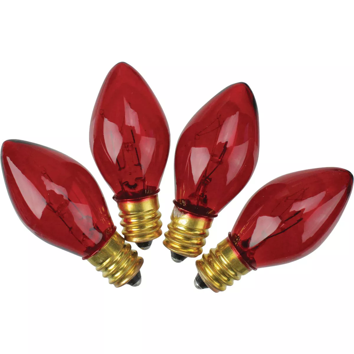 Home Impressions C7 Red Transparent 125V Replacement Light Bulb (4-Pack)