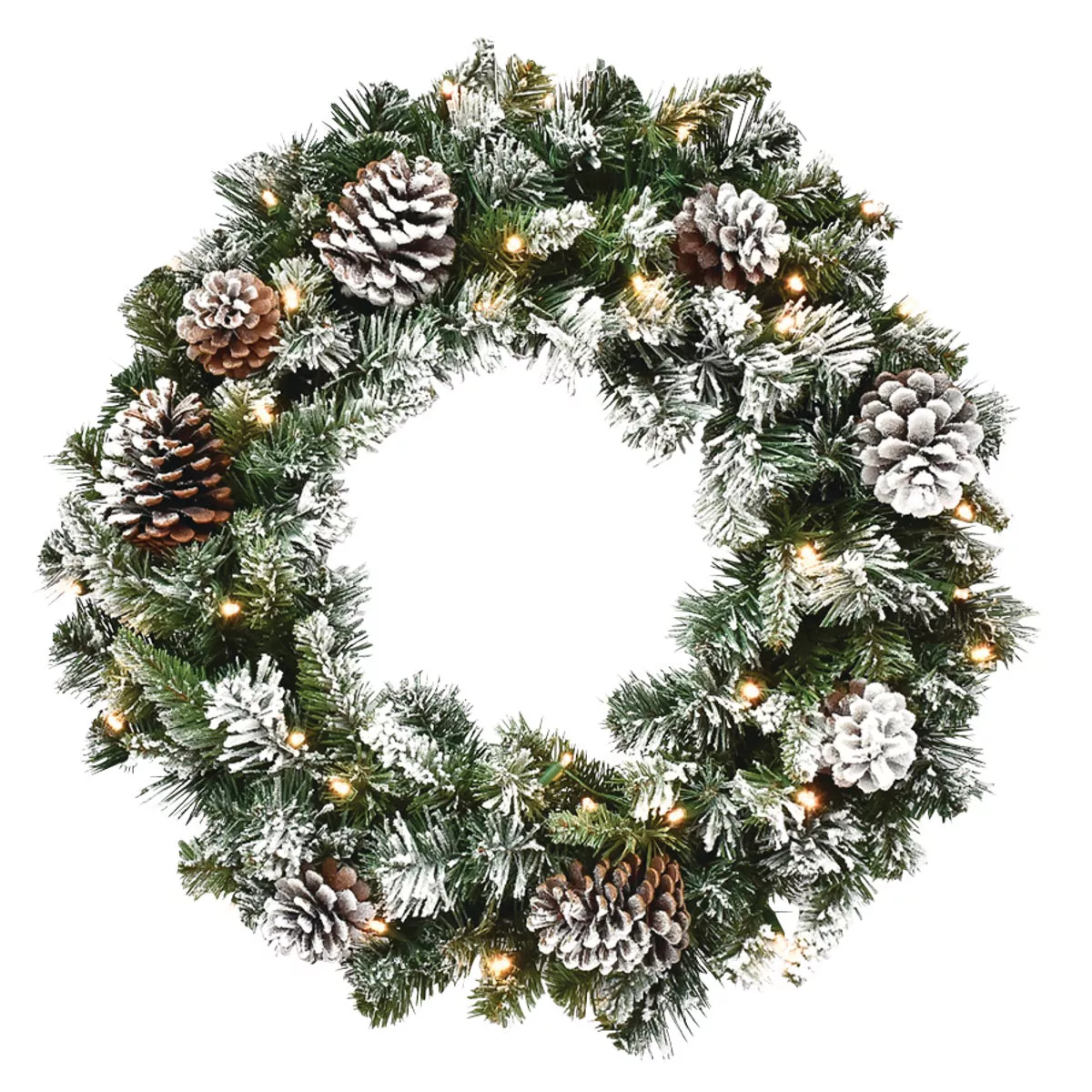Frosted Forest Morning 24 In. 35-Bulb Warm White LED Prelit Wreath